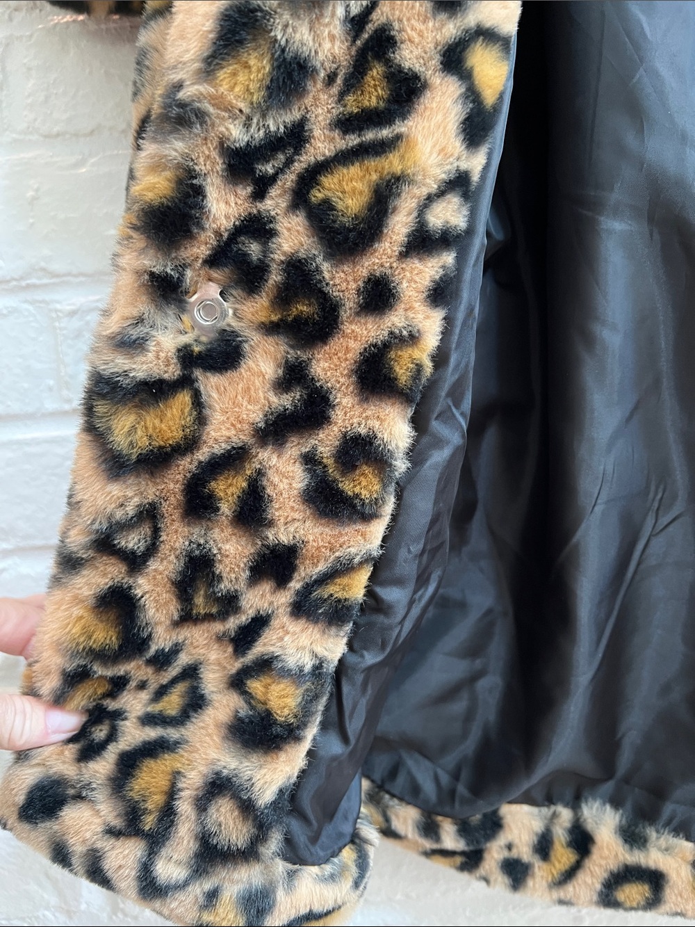 26 INTERNATIONAL Classic Leopard Teddy CarCoat Notch Collar Lined LongSleeves LG - Picture 10 of 16
